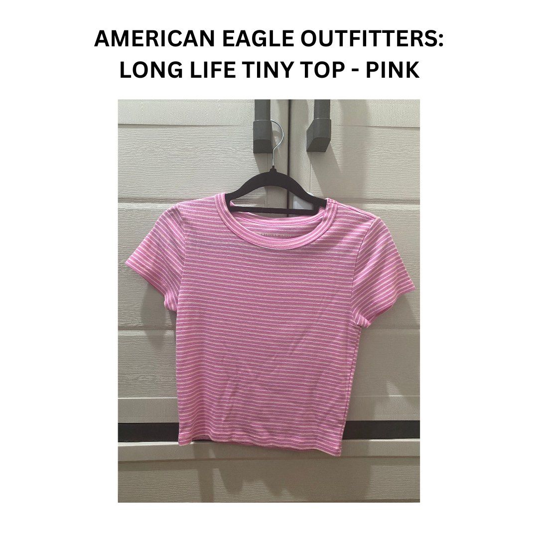 AMERICAN EAGLE OUTFITTERS: LONG LIFE TINY TOP - PINK (Category: Sleeveless) located in Manila. Submitted by reinegnvv (Listing ID 1467693906, Image 1). Description: AMERICAN EAGLE OUTFITTERS: LONG LIFE TINY TOP - PINK ✅ Lightly Used ✅ Bought from Canada Size : Medium RFS: Declutterring MODE OF PAYMENT -BDO -BPI -GCASH MODE OF DELIVERY -Grab -Lalamove MEET-UP LOCATIONS 📌CAVITE -SM Molino -Robinsons Townville (BnT, Imus) 📌MANILA -SM Manila -Robin