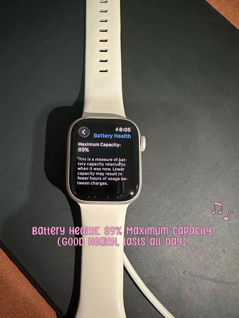 Apple Watch (Category: Luxury Watches) located in Quezon City. Submitted by mofu1 (Listing ID 1467770335, Image 2). Description: Model: Series 8, 41mm (GPS Only) Color: Starlight Aluminum Case Battery Health: 89% Maximum Capacity (Good health, lasts all day) ⚠️ Condition: 100% smooth and fully functional. No hidden issues. Never repaired ⚠️ Inclusions: Comes with the original Apple magnetic fast charging cable and Starlight sport band (No box) or