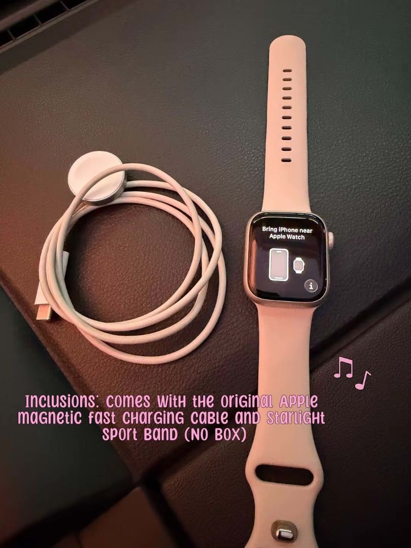 Apple Watch (Category: Luxury Watches) located in Quezon City. Submitted by mofu1 (Listing ID 1467770335, Image 3). Description: Model: Series 8, 41mm (GPS Only) Color: Starlight Aluminum Case Battery Health: 89% Maximum Capacity (Good health, lasts all day) ⚠️ Condition: 100% smooth and fully functional. No hidden issues. Never repaired ⚠️ Inclusions: Comes with the original Apple magnetic fast charging cable and Starlight sport band (No box) or