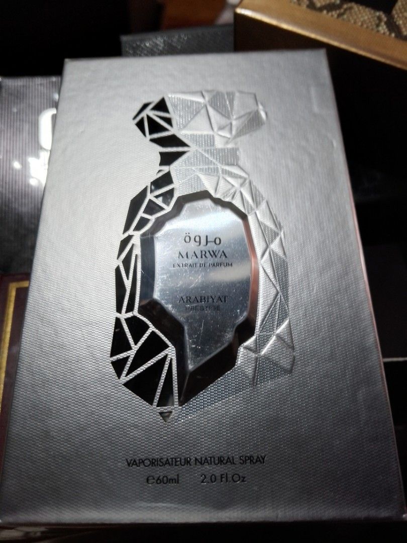 Arabiyat Prestige Marwa Extrait De Parfum (Category: Fragrance & Deodorants) located in Manila. Submitted by tebbys (Listing ID 1467647493, Image 1). Description: 60ml Brand New Sealed.