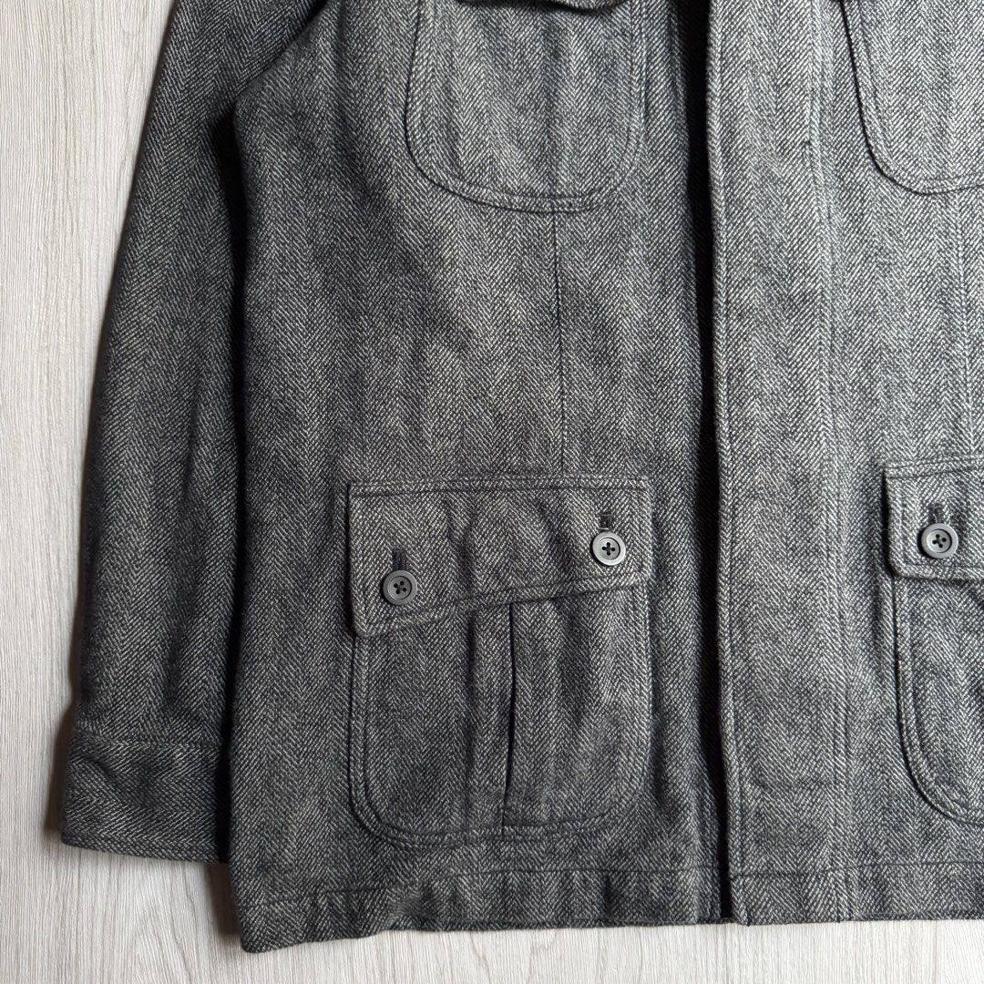Aramis tweed herringbone safari jacket (Category: Coats, Jackets and Outerwear) located in Zamboanga. Submitted by rustic.rev (Listing ID 1467762699, Image 3). Description: Aramis tweed herringbone safari jacket In excellent condition, minimal signs of wear. Tagged: L Actual Measurements: Pit to pit: 23” Length: 29” Shoulders: 18.5” Sleeves length: 25” .