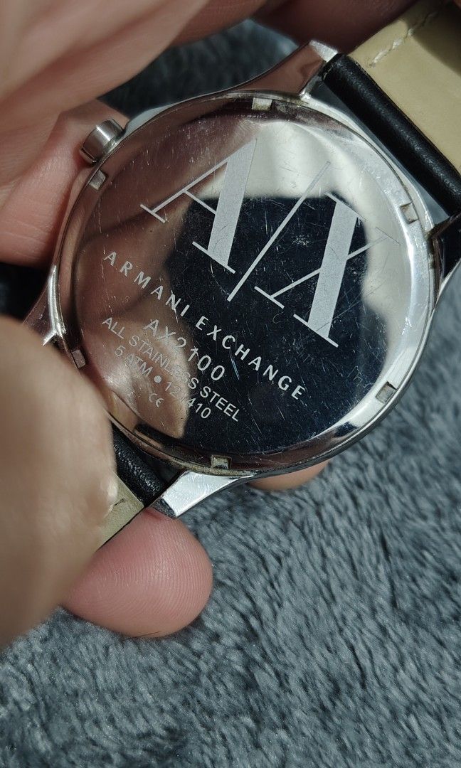 Armani Exchange AX2100 (Category: Men's Watches) located in Cebu City. Submitted by aceoftime (Listing ID 1467782649, Image 3). Description: In excellent condition Analog quartz with date display Stainless steel fitted w/ black leather band Watch only Our Guarantee: 💯 Authentic All watches are checked by our experienced technician to ensure good functionality Please manage your expectations since these are preloved watches some may show signs of