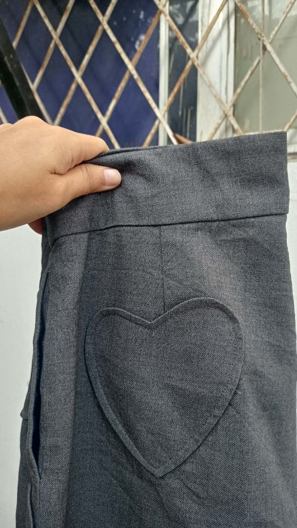 Ash-gray heart design highwaist short (Category: Shorts) located in Davao. Submitted by irisrazona16792 (Listing ID 1467660950, Image 3). Description: Made in Italy Wd side pocket Waist 27 L16 good as new.