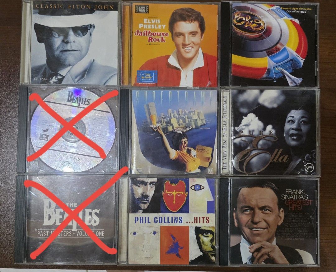Assorted Legend Artists CDs (Category: CDs & DVDs) located in Camalig. Submitted by kyoudayo (Listing ID 1467759977, Image 1). Description: - Authentic Classic music CD collection featuring legendary artists, prices are negotiable! - Items: Elton John - Classic Elton John = 350 Elvis Presley - Jailhouse Rock = 350 ELO - Out of the Blue = 350 Supertramp - Breakfast in America = 400 Ella Fitzgerald - Pure Ella = 350 Frank Sinatra - Greatest Hits = 