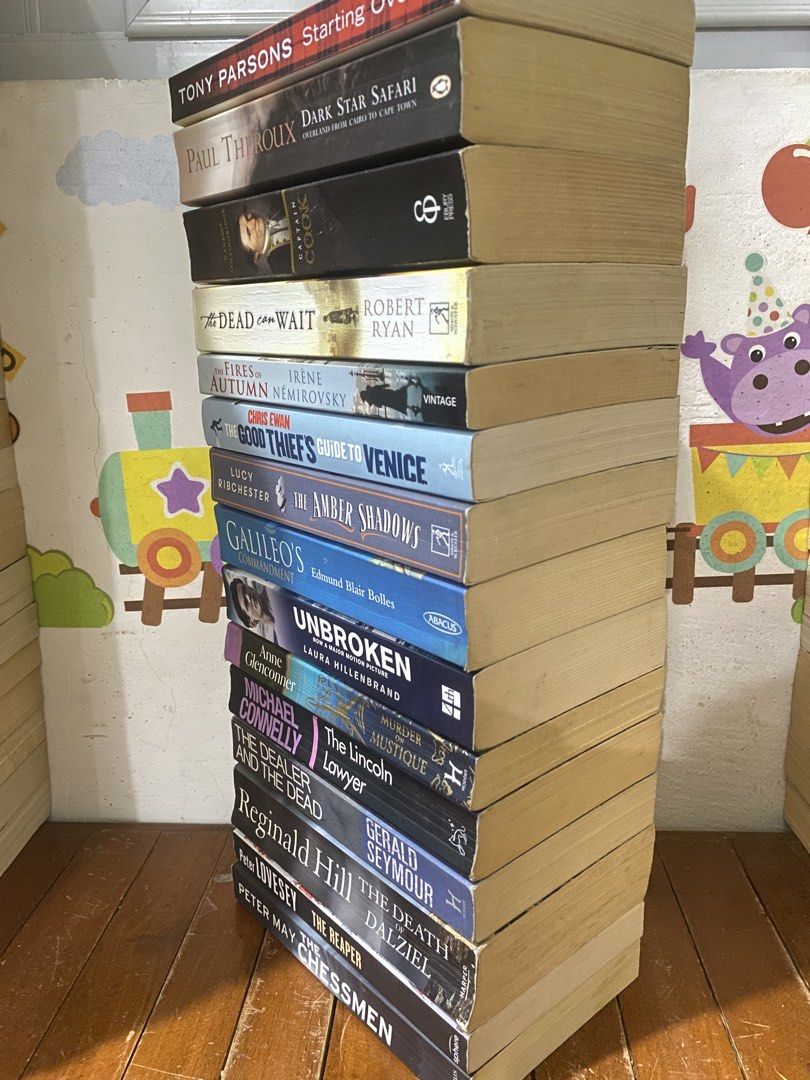 Assorted Fiction and Non-Fiction Paperback Books Bundle (Category: Storybooks) located in Quezon City. Submitted by donagraceliwanag (Listing ID 1467734131, Image 2). Description: - Assorted paperback book bundle - Genres: Crime, thrillers, travel, and historical fiction - Featured authors: Michael Connelly, Tony Parsons, Paul Theroux, Reginald Hill, and more - Sold as a complete stack (all-in-one purchase) - Ideal for weekend reading or starting