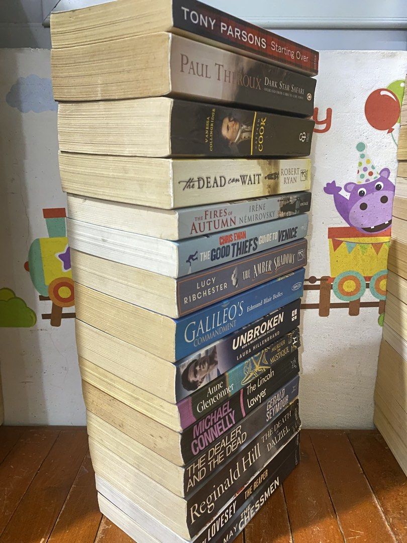 Assorted Fiction and Non-Fiction Paperback Books Bundle (Category: Storybooks) located in Quezon City. Submitted by donagraceliwanag (Listing ID 1467734131, Image 3). Description: - Assorted paperback book bundle - Genres: Crime, thrillers, travel, and historical fiction - Featured authors: Michael Connelly, Tony Parsons, Paul Theroux, Reginald Hill, and more - Sold as a complete stack (all-in-one purchase) - Ideal for weekend reading or starting