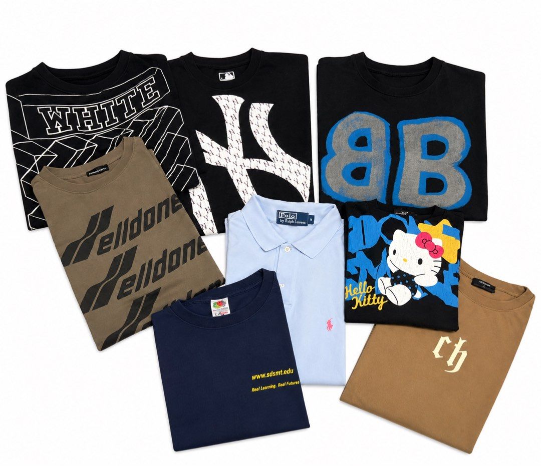Assorted Graphic T-Shirts and Polo Shirt Bundle (Category: Tshirts & Polo Shirts ) located in Cagayan de Oro. Submitted by zekoy (Listing ID 1467736251, Image 1). Description: WELLDONE TRACK 23x29 I DONT SMOKE 21x28 CHINISM 22x28 FRUIT OF THE LOOM 21x28 MLB 22x29 OFF WHITE 20x26.