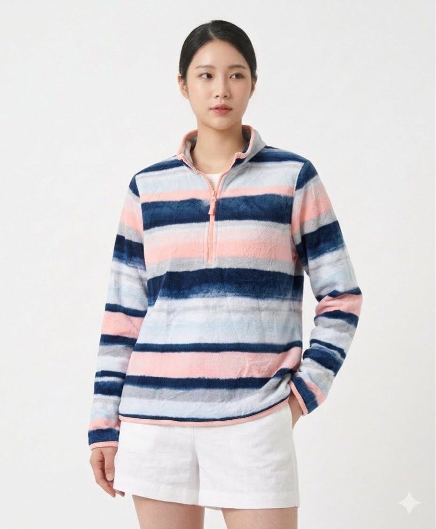 Athletic Works Fleece Striped Quarter Zip Pullover (Category: Coats, Jackets and Outerwear) located in Santa Rosa. Submitted by thrifty_bev (Listing ID 1463225959, Image 1). Description: - Cozy fleece pullover - Fun stripe pattern - Quarter zip neckline - Soft and comfortable material - Great for layering or wearing alone - Ideal for casual wear or outdoor activities.
