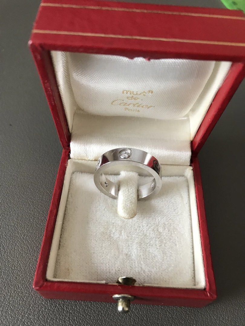 Auth Cartier classic love ring 3 diamonds 59 (Category: Rings) located in Muntinlupa City. Submitted by shoebizzness (Listing ID 1467610573, Image 3). Description: Auth Cartier classic love ring 3 dia Retails in store around 311 k Size 59 Comes with CoA fr legit app Comes w provided box only Meet up ok alabang .