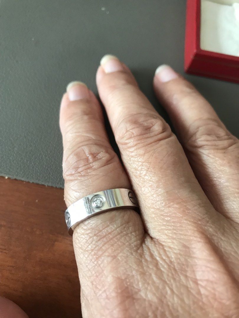 Auth Cartier classic love ring 3 diamonds 59 (Category: Rings) located in Muntinlupa City. Submitted by shoebizzness (Listing ID 1467610573, Image 2). Description: Auth Cartier classic love ring 3 dia Retails in store around 311 k Size 59 Comes with CoA fr legit app Comes w provided box only Meet up ok alabang .