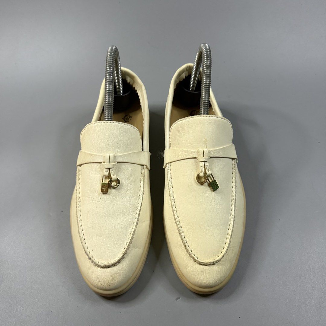 (Authentic) Loro Piana - Beige Leather Charm Summer Walk (Category: Loafers) located in Paranaque City. Submitted by millennial_goodz (Listing ID 1467723343, Image 2). Description: WTS (Authentic) Loro Piana - Beige Leather Charm Summer Walk Size 37 Womens Excellent condition Authentic Pair only P3,999 only DM.
