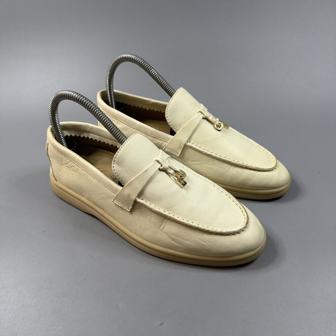 (Authentic) Loro Piana - Beige Leather Charm Summer Walk (Category: Loafers) located in Paranaque City. Submitted by millennial_goodz (Listing ID 1467723343, Image 1). Description: WTS (Authentic) Loro Piana - Beige Leather Charm Summer Walk Size 37 Womens Excellent condition Authentic Pair only P3,999 only DM.