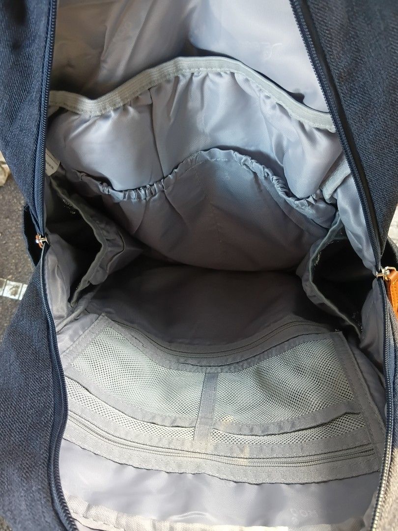 Babbleroo Denim Diaper Backpack with Changing Pad (Category: Backpacks) located in Angeles City. Submitted by itsandspreloved (Listing ID 1467689415, Image 3). Description: padala from US very functional madaming compartments with diaper changing pad.