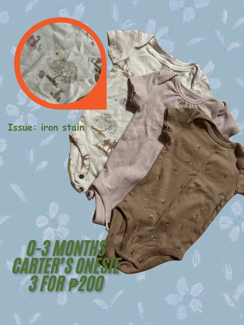 Baby Clothes Bundle and Dresses (0-6 Months) (Category: Babies & Kids Fashion) located in Quezon City. Submitted by paulojustinefaith (Listing ID 1467778782, Image 2). Description: - Size: 0 to 6 months - Space-themed long sleeve romper - Carter's onesies set (Note: has a minor iron stain on one piece) - Muslin dress with matching hat - Fancy white lace dress - Available individually or as a bundle (PM for inquiries).