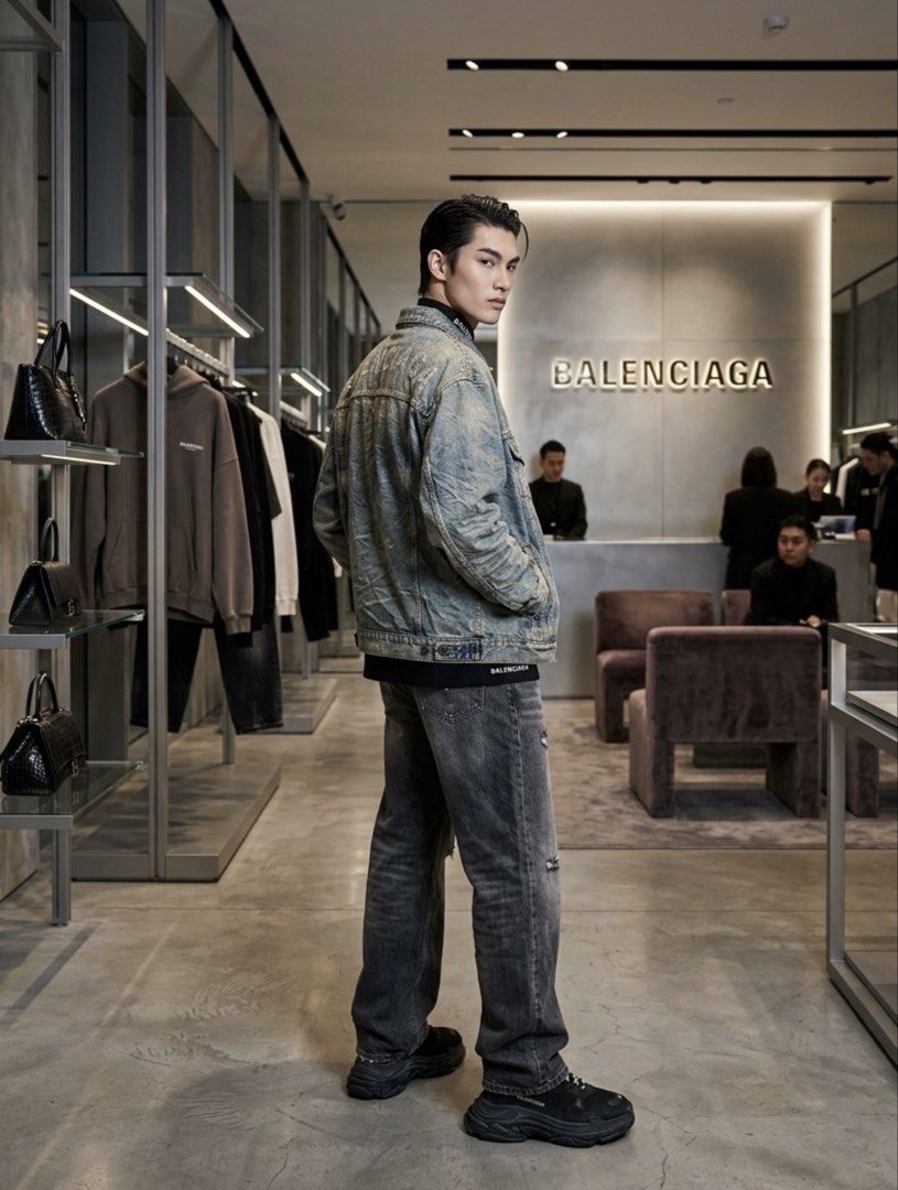 Balenciaga denim (Category: Coats, Jackets and Outerwear) located in Manila. Submitted by nevahhbrokeagain (Listing ID 1467695470, Image 1). Description: Balenciaga denim jacket Excellent All details are posted Size 38 on tag 22x28 750 only! 📥.