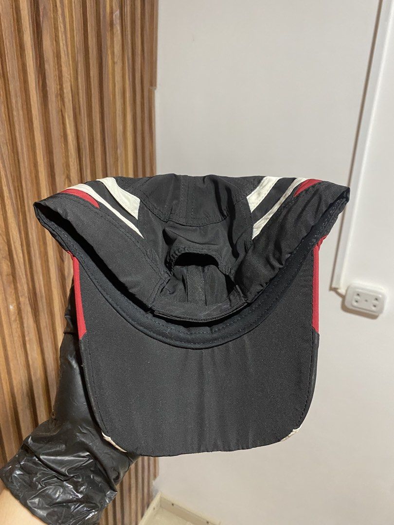 Balenciaga Multi-Panel Baseball Cap (Category: Caps & Hats) located in Caloocan City. Submitted by heatedcaps4425 (Listing ID 1467799714, Image 3). Description: - Brand: Balenciaga - Design: Black, red, and white colorblock with embroidered front logo - Material: Lightweight nylon with inner fabric care labels - Fit: Adjustable Velcro strap at the back with woven brand tag inside - Shape: Clean structure with a curved brim - Condition: Brand new 
