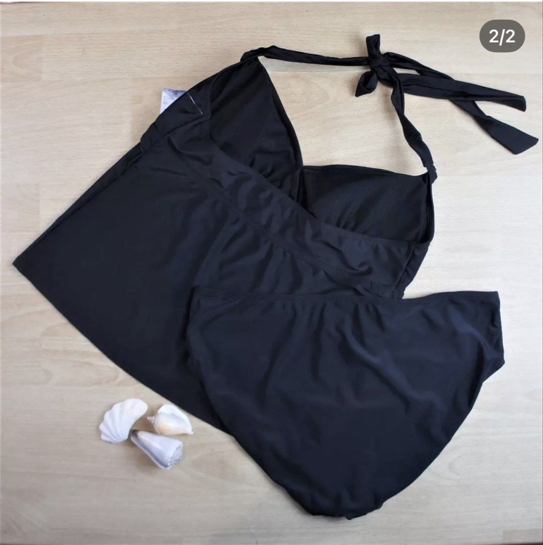 Basic Editions Black Tankini Swimsuit Set Size 10 (Category: Bikinis & Swimsuits) located in Bulacan. Submitted by peach1025 (Listing ID 1467650072, Image 2). Description: - Brand: Basic Editions - Style: Black tankini set (halter neck top with matching bottoms) - Condition: Brand new with original tags attached, never worn - Size: 10 regular missy fit - Ideal for: Beach, pool days, and resort getaways.