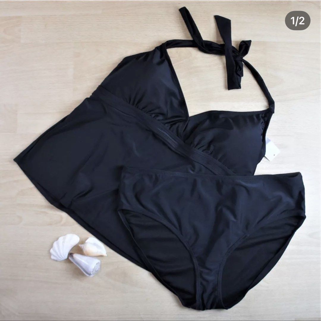 Basic Editions Black Tankini Swimsuit Set Size 10 (Category: Bikinis & Swimsuits) located in Bulacan. Submitted by peach1025 (Listing ID 1467650072, Image 1). Description: - Brand: Basic Editions - Style: Black tankini set (halter neck top with matching bottoms) - Condition: Brand new with original tags attached, never worn - Size: 10 regular missy fit - Ideal for: Beach, pool days, and resort getaways.