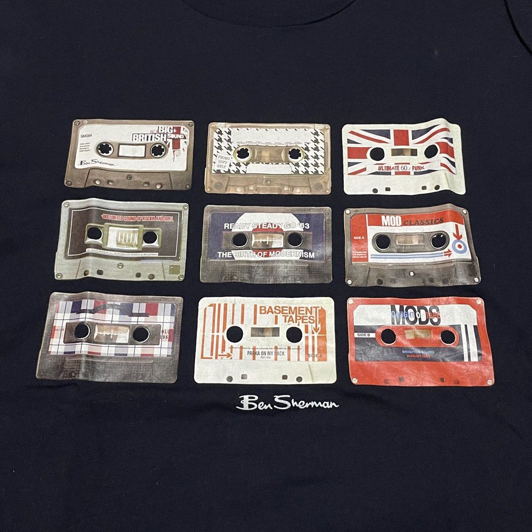 Ben Sherman Cassette Graphic Tee Navy Size L (Category: Tshirts & Polo Shirts ) located in Manila. Submitted by astral_ (Listing ID 1467725946, Image 2). Description: Ben Sherman Cassette Graphic Tee Navy Size L Size: Large Condition: Excellent Issue: None Dimes Width: 20 in Length: 28 in Price: 550 shipped.