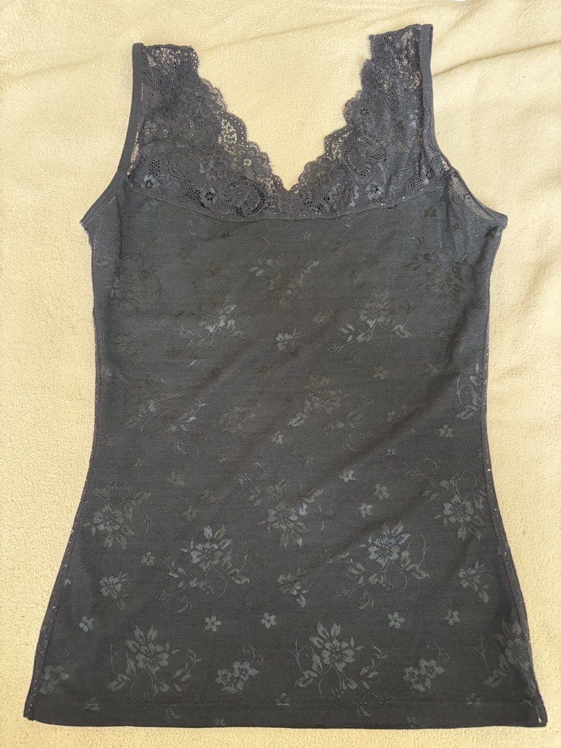 Black floral lace camisole (Category: Blouses) located in Pasig City. Submitted by llovedbyliv (Listing ID 1467633578, Image 3). Description: Small to Semi medium .