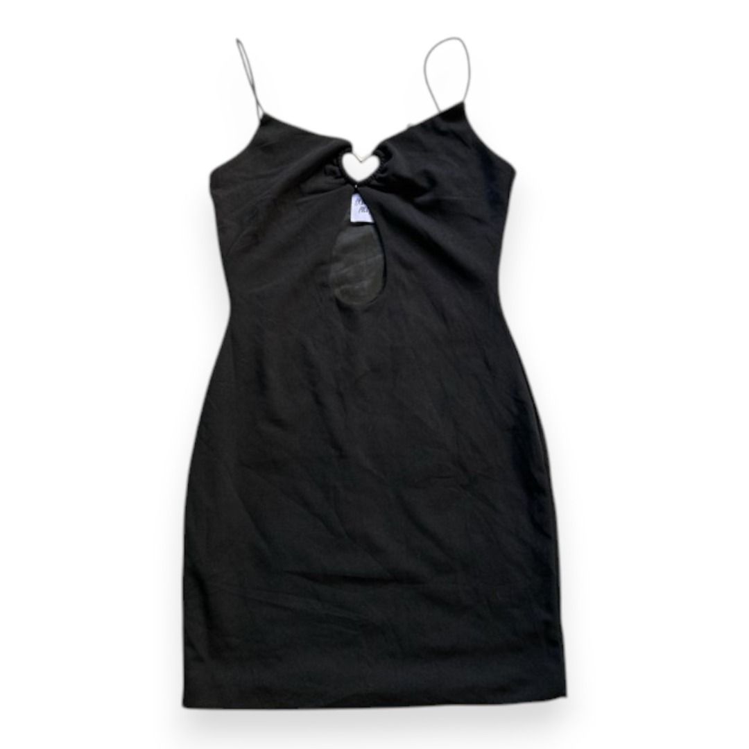 black slip dress (Category: Dresses) located in Rizal. Submitted by sheeraay (Listing ID 1467655265, Image 1). Description: - Brand: Princess Polly - Color: Black - Size: AU 8 / US 4 / EU 36 - Design: Thin spaghetti straps, chest cutout with gold-tone heart ring detail, lace-up back ties.