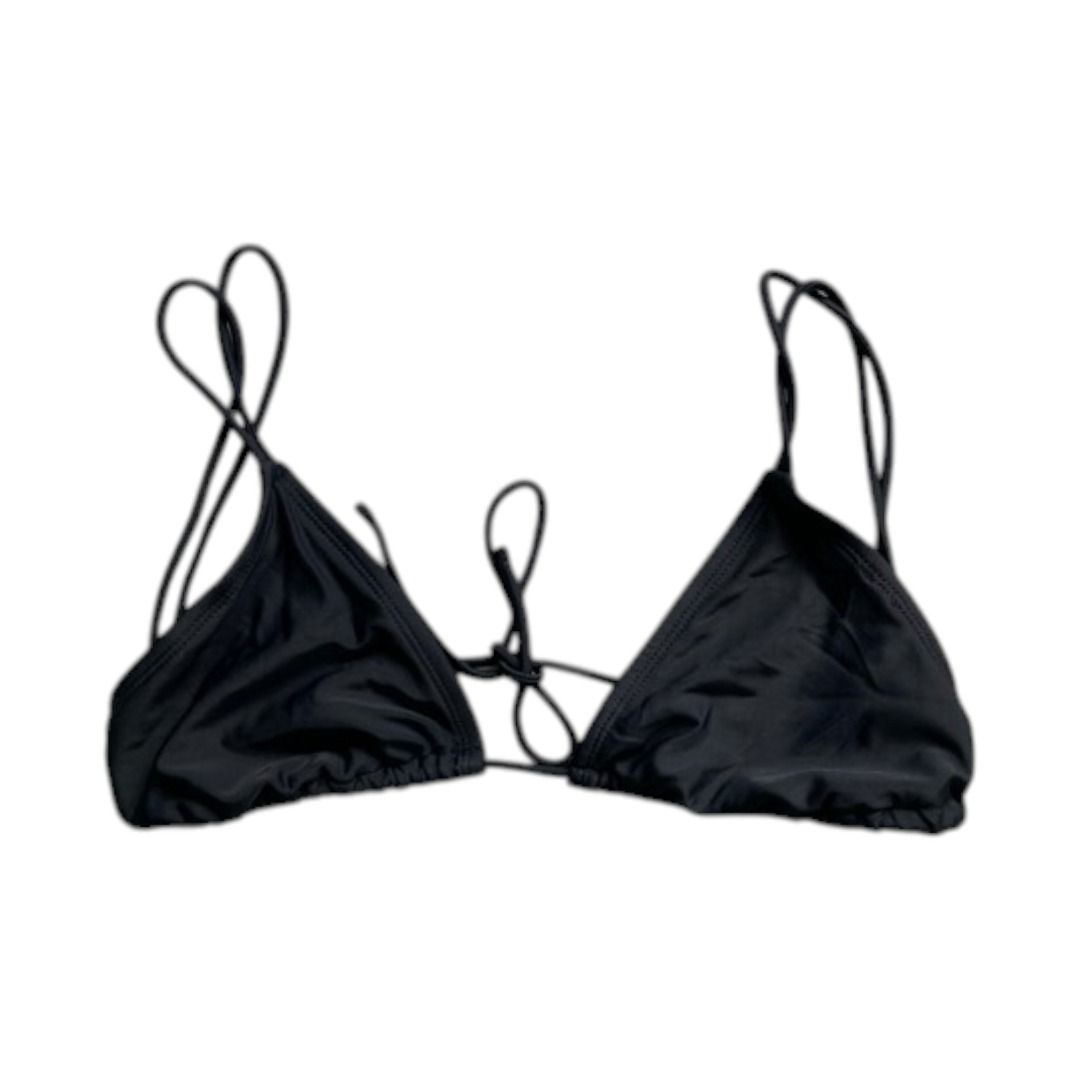 Black Triangle Bikini Top with Double Straps (Category: Bikinis & Swimsuits) located in Rizal. Submitted by sheeraay (Listing ID 1467653954, Image 1). Description: - Classic black triangle bikini top - Trendy double strap design on shoulders - Adjustable string ties in center front and back - Made from comfortable, stretchy swim fabric.