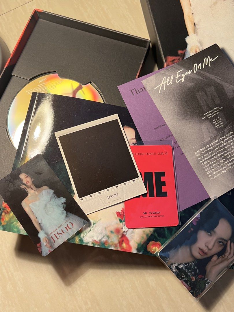 Blackpink Jisoo Album (Category: Assessment Books) located in Manila. Submitted by yona144p (Listing ID 1467712151, Image 3). Description: Package Box - Photobook - CD - Selfie Photocard (random 1 of 4) - Polaroid (random 1 of 4) - Lyrics Paper .