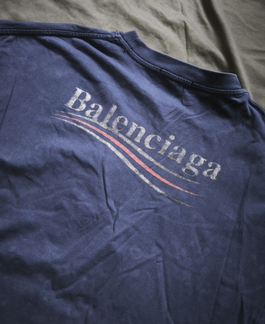 Blue shirt Balenciaga (Category: Tshirts & Polo Shirts ) located in Manila. Submitted by wearforce (Listing ID 1467765071, Image 1). Description: Blue shirt Balenciaga fit: S-M good condition color rate 9/10 400 + sf.
