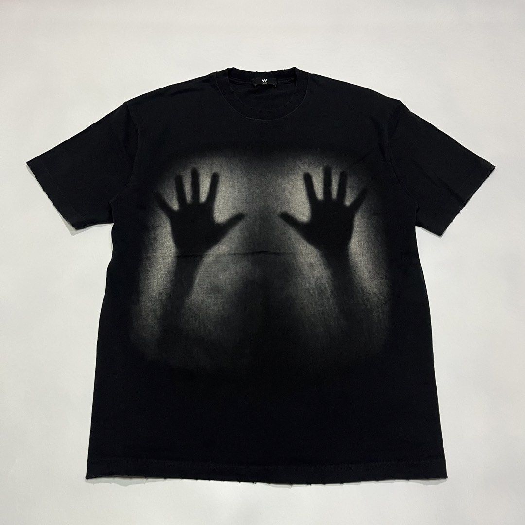 Blurring shadow shirt black distressed (Category: Tshirts & Polo Shirts ) located in Quezon City. Submitted by thriftrage (Listing ID 1467736760, Image 1). Description: Width’ 22 Length’ 29.5 No issue Good condition .