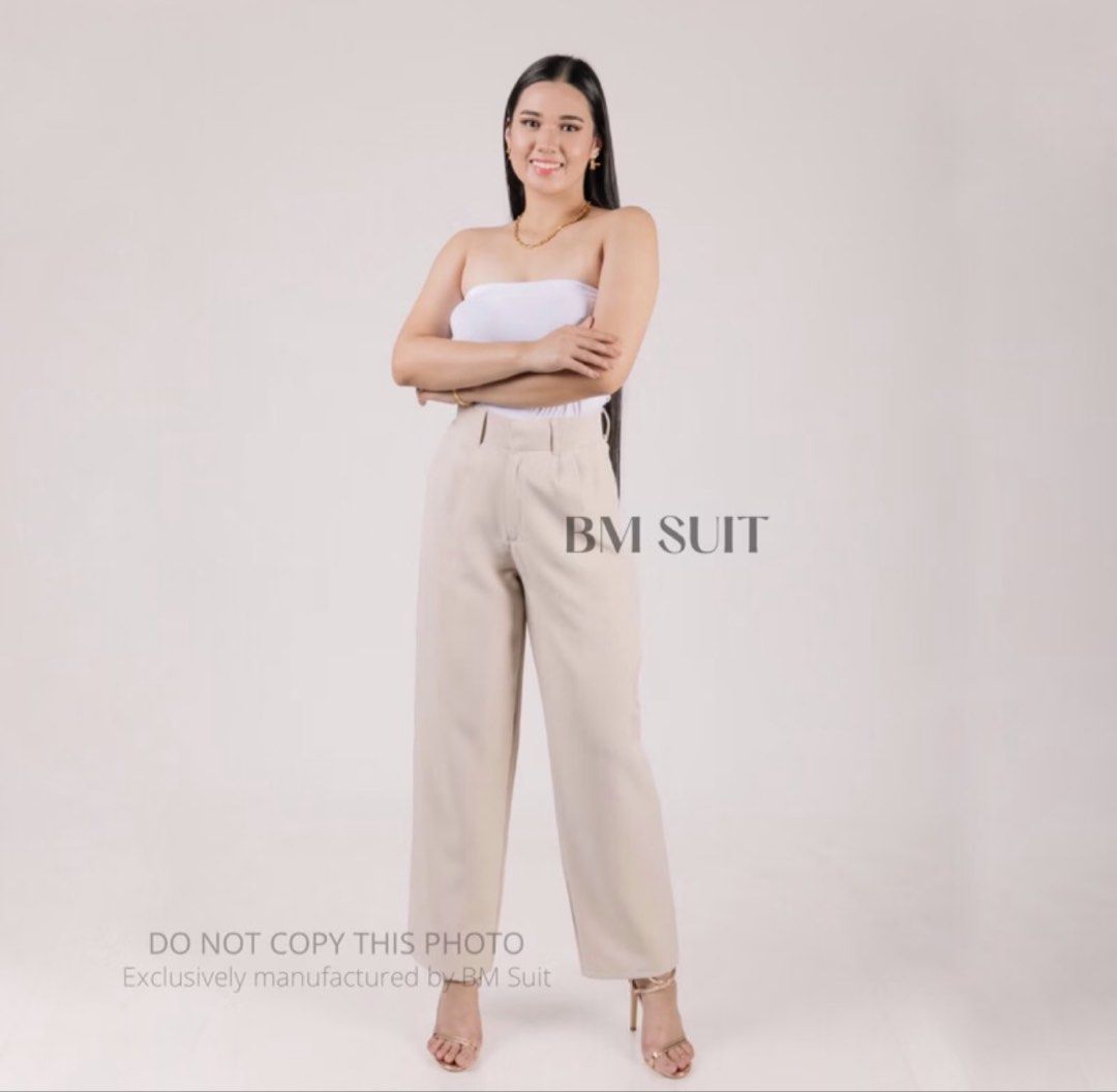 BM Suit Willow Pants (Beige) SMALL (Category: Other Bottoms) located in Quezon City. Submitted by ayyeeeeell (Listing ID 1467674324, Image 1). Description: - Brand: BM Suit Willow Pants - Color: Classic neutral beige - Fit: High waist with straight cut - Styling: Easily pairs with any casual or smart outfit - Condition: Brand new / Excellent quality - brand new, nalabhan lang. not my size (never been used). No flaw. Dm for the actual picture Size