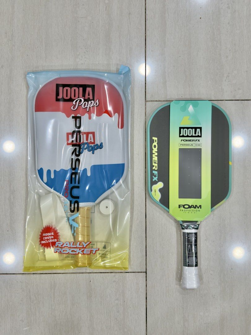 Bnew Joola paddles (Category: Racket and Ball Sports) located in Del Monte. Submitted by richard.o.yu (Listing ID 1467634089, Image 1). Description: Pop Rally Perseus - ₱23,999 Power FX - ₱12,999 Authentic w/ cover, grip & edgeguard.