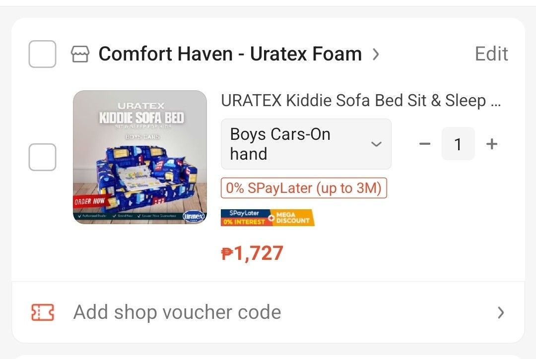 Brand New Uratex Kiddie Sofa Bed Sit & Sleep (Category: Cots & Cribs) located in Makati City. Submitted by thisisanne (Listing ID 1467774622, Image 3). Description: Brand New Uratex Kiddie Sofa Bed Sit & Sleep Selling for Php1300 Dimensions: • Sofa: 15" x 17" x 27" • Bed: 25" x 21" x 34.5" Decluttering PM for inquiries Shipping fee c/o buyer Pick up in Makati.