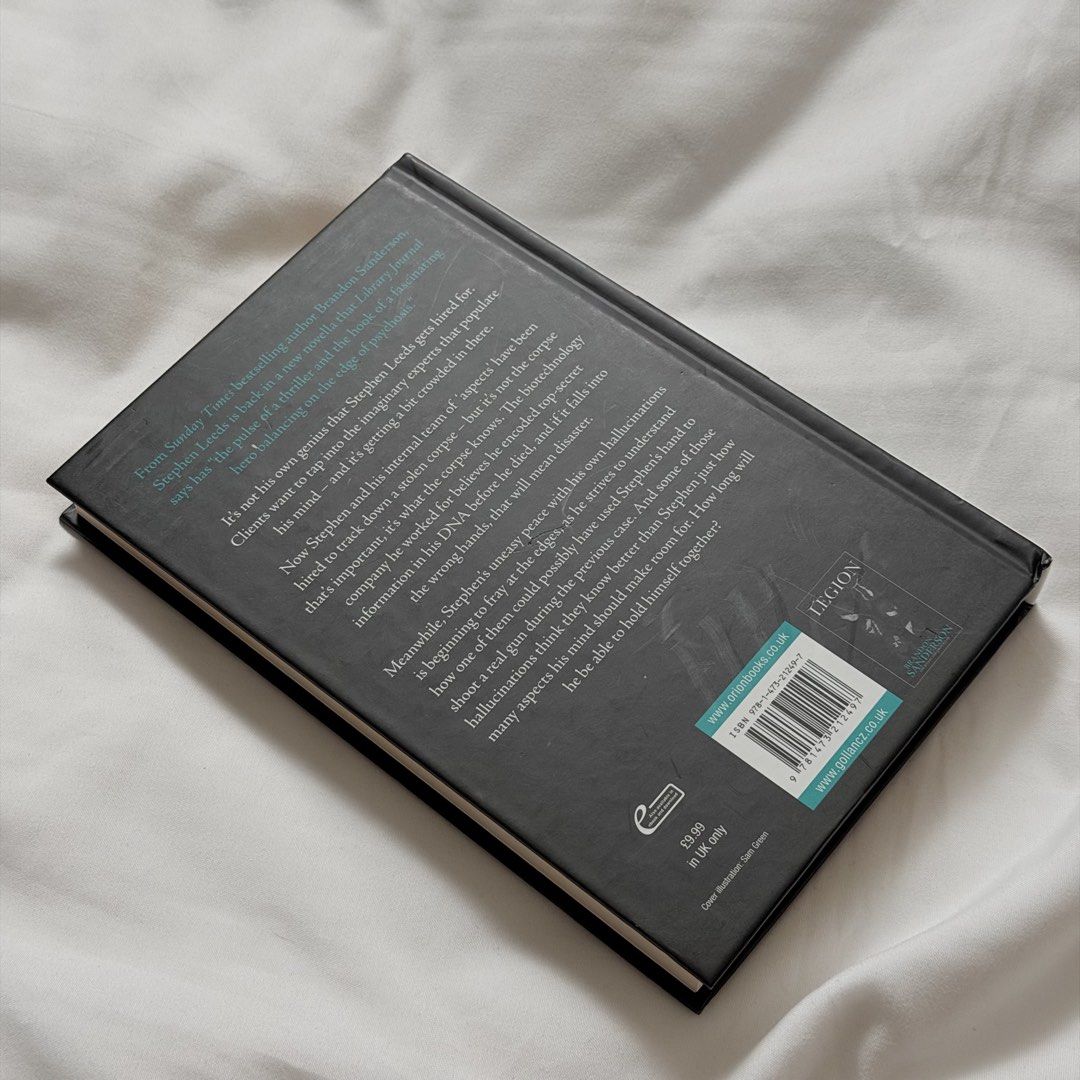 Brandon Sanderson - Legion: Skin Deep (Category: Storybooks) located in Iriga City. Submitted by cheeze_k3yk (Listing ID 1467696884, Image 3). Description: ‼️ PLEASE READ BELOW ⬇️ FAQs: 💬 Legit po ba? Reprint po ba? - We usally say “reprint” when referring to counterfeits. Reprints are referred to latest editions of the book legally licensed by the publishing company. Take for example a book published in 1940 is its first edition. It’s being rep