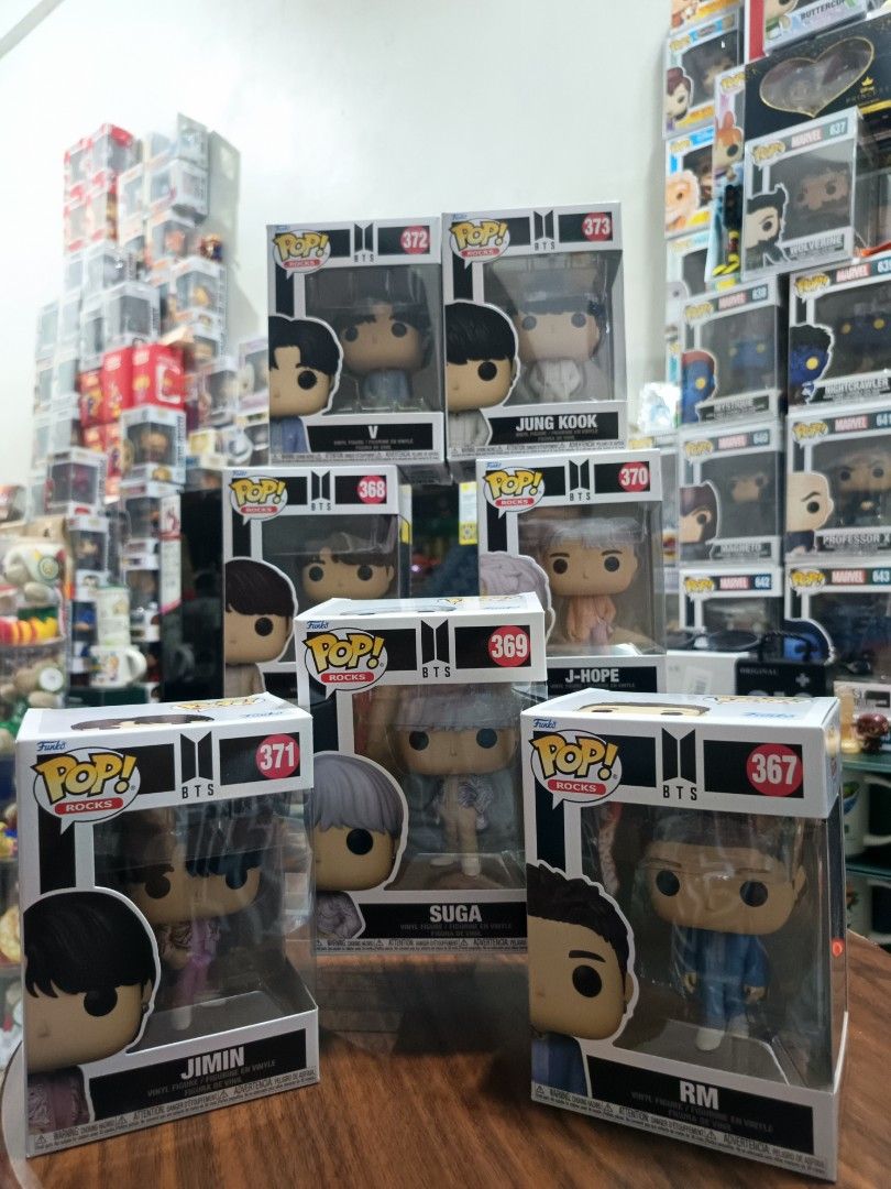 BTS Funko Pop (Category: Figurines & Statues) located in Manila. Submitted by katunying2021 (Listing ID 1467635770, Image 2). Description: BTS PROOF FUNKO POPS Take all for only 3,500 💯% Funko pop original Quitting Sale!!! Store price: 700 each Selling price: 3,500 For Lalamove pick up or meet up - SM City Grand Central, FPJ Lrt Station, SM City San Lazaro or Luckychinatown Mall Location: Tondo, Manila.