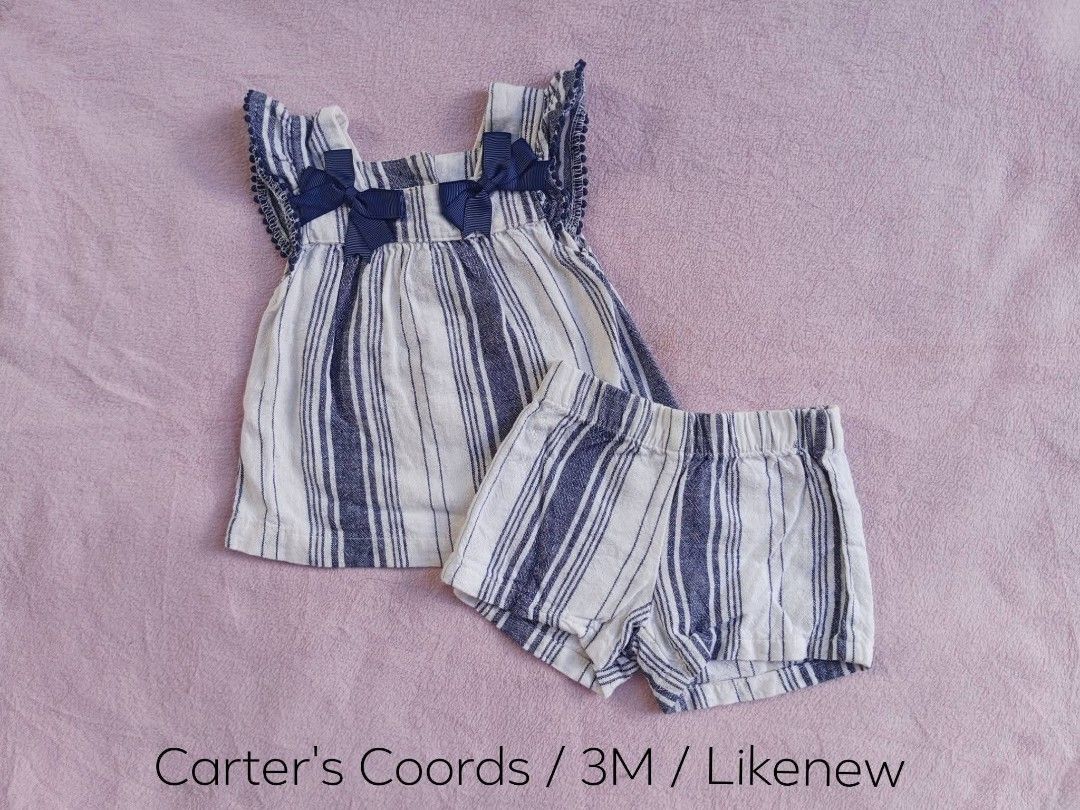BUNDLE 6PCS CARTER'S (Category: Babies & Kids Fashion) located in Sipocot. Submitted by mszari (Listing ID 1467706036, Image 1). Description: 🎀 CARTER'S BUNDLE — 6 PIECES! ALL LIKELY NEW 🎀 Brand: Carter's Sizes: Mostly 3M | 1 piece 3-6M Condition: All Likely New — excellent, no flaws! ✨ 🦋 Striped coord set (top + shorts) 🌺 Bright pink floral romper 🌸 Dainty floral long-sleeve romper 🌴 Tropical hibiscus sundress 🌹 Pretty rose long-sleeve to