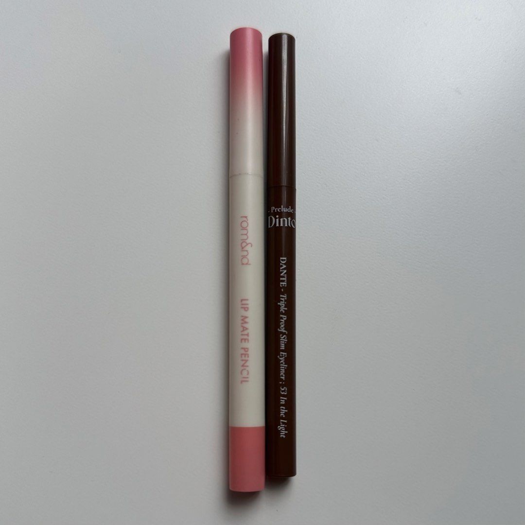 [bundle] romand rom&nd lip liner + dinto brown gel liner (Category: Makeup) located in Mandaluyong City. Submitted by annyeong07_ (Listing ID 1467621245, Image 1). Description: .