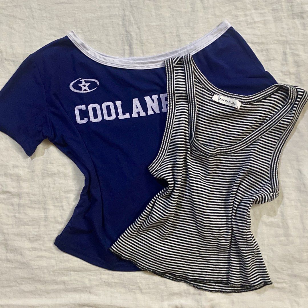 {BUNDLE} Tops (Category: Sleeveless) located in Manila. Submitted by yannaapril (Listing ID 1467739449, Image 1). Description: Set of 2 - One side open shoulder top (M) & Stripe Top (S-M) Best fit | S-M frame • Like new condition •Avail for Bundle and retail price Please message me for further queries. Thank you, dear! .