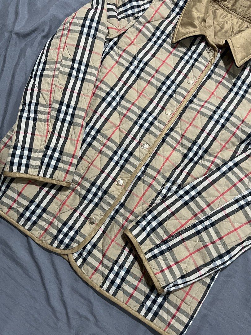 burberry quilted reversible plaid button down jacket (Category: Coats, Jackets and Outerwear) located in Manila. Submitted by lloydiemmfmannn (Listing ID 1467728610, Image 3). Description: burberry reversible plaid quilted button down jacket sz M on tag w19 l26 flaws: dirt, need wash pasay location ig: ALLIN.THRIFT.