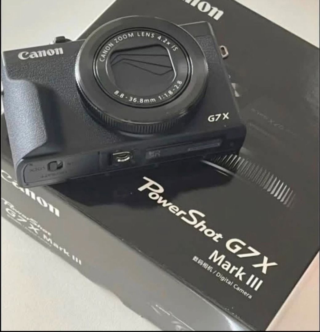Canon PowerShot G7 X Mark III Digital Camera (Category: Cameras) located in Caloocan City. Submitted by wilddeer_094ef3 (Listing ID 1467678268, Image 2). Description: - Model: Canon PowerShot G7 X Mark III Compact Digital Camera - Color: Sleek Black - Lens: 8.8-36.8mm zoom lens with a bright f/1.8-2.8 aperture range - Screen: Flip-up LCD screen (ideal for selfies and vlogging) - Controls: Top plate dial buttons for easy setting adjustments - Incl