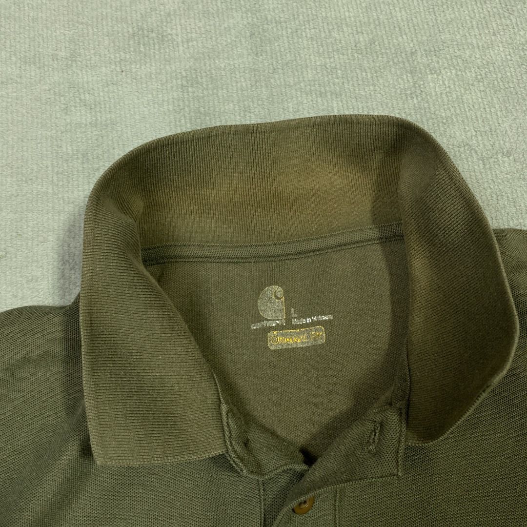Carhartt Cropped Polo (Category: Tshirts & Polo Shirts ) located in Imus. Submitted by lsthriftsaig (Listing ID 1467656949, Image 3). Description: Carhartt Cropped Polo Size tag: Large Length: 26.5 Width: 24 Issue(s): Discoloration on collar Condition: 9/10 .