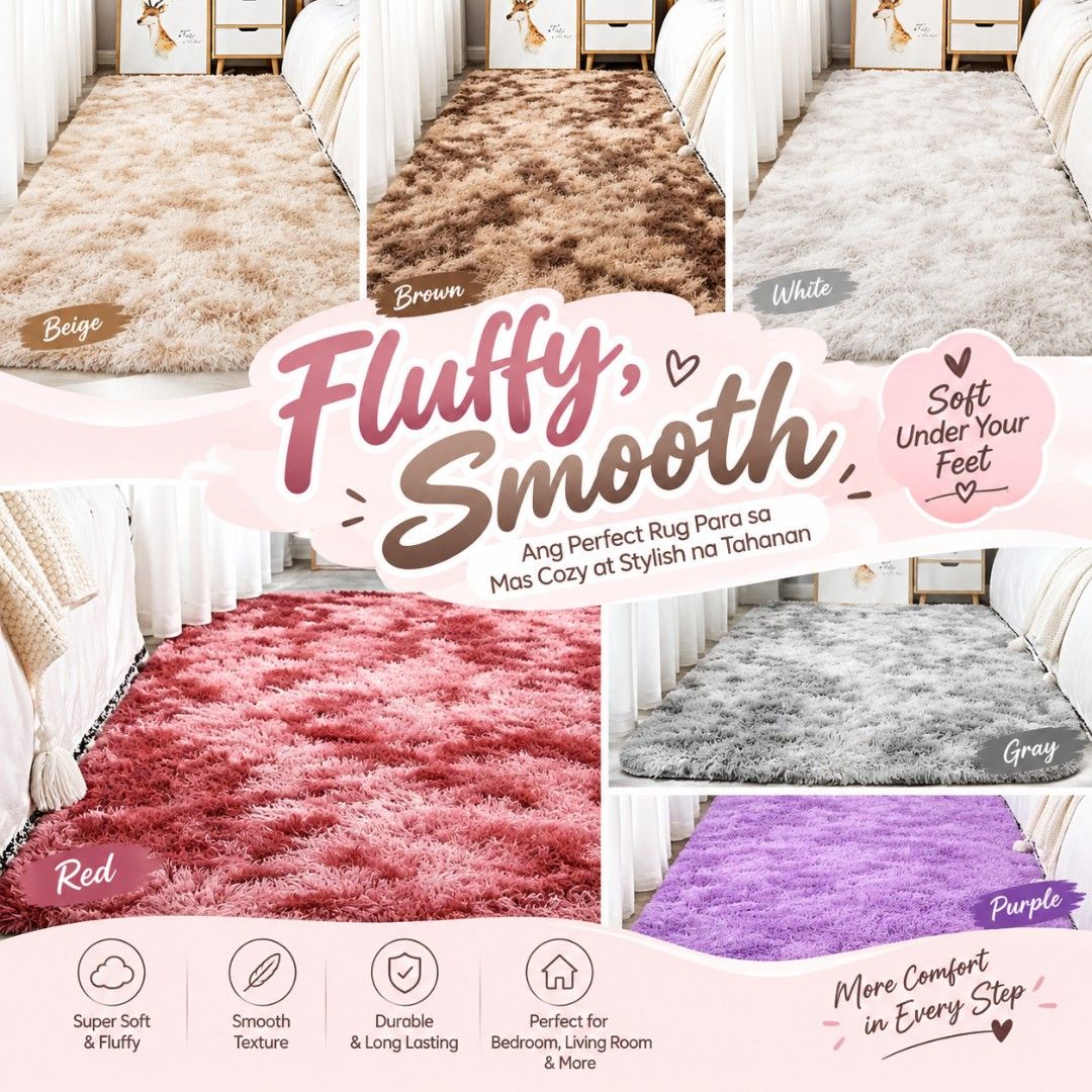 carpet fluffy (Category: Carpets, Mats & Flooring) located in Manila. Submitted by asstditems (Listing ID 1467609867, Image 1). Description: 120x80cm 450 80x160cm 650 150x180cm 950 160x230cm 1500.