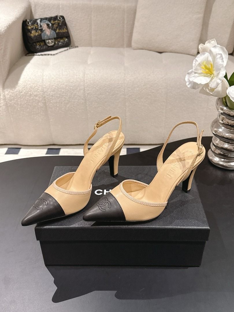 Chanel pointed-toe high heels（High-end custom model) (Category: Heels) located in Mandaluyong City. Submitted by oddcrystal-2bc533 (Listing ID 1467622557, Image 2). Description: Unboxing is stunning! The color combinations hit the aesthetic sweet spot 💘 2CM flat shoes and 9CM heels, catering to different girls' needs ▫️ Light blue with gray | Fresh and gentle, perfect for work or dates ▫️ Nude with black | Classic and timeless, matches everythin