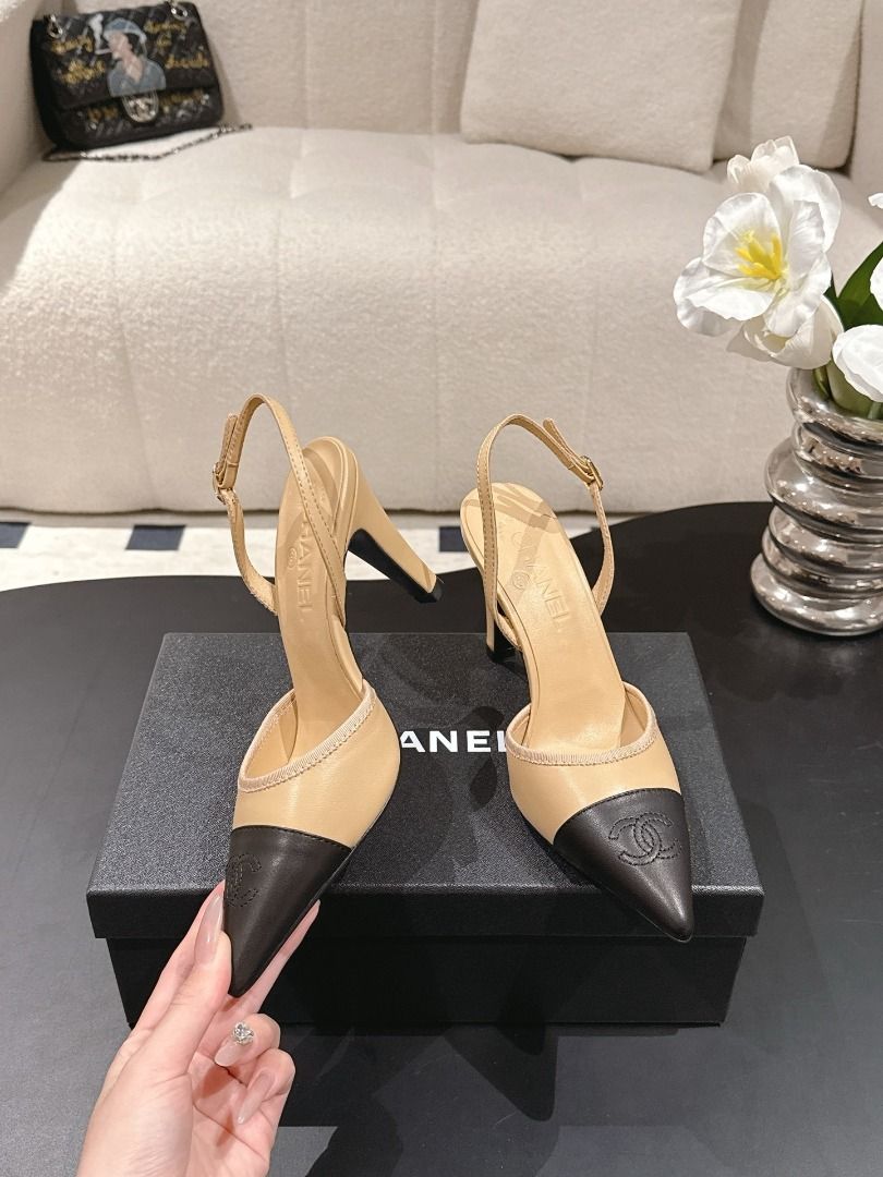 Chanel pointed-toe high heels（High-end custom model) (Category: Heels) located in Mandaluyong City. Submitted by oddcrystal-2bc533 (Listing ID 1467622557, Image 3). Description: Unboxing is stunning! The color combinations hit the aesthetic sweet spot 💘 2CM flat shoes and 9CM heels, catering to different girls' needs ▫️ Light blue with gray | Fresh and gentle, perfect for work or dates ▫️ Nude with black | Classic and timeless, matches everythin