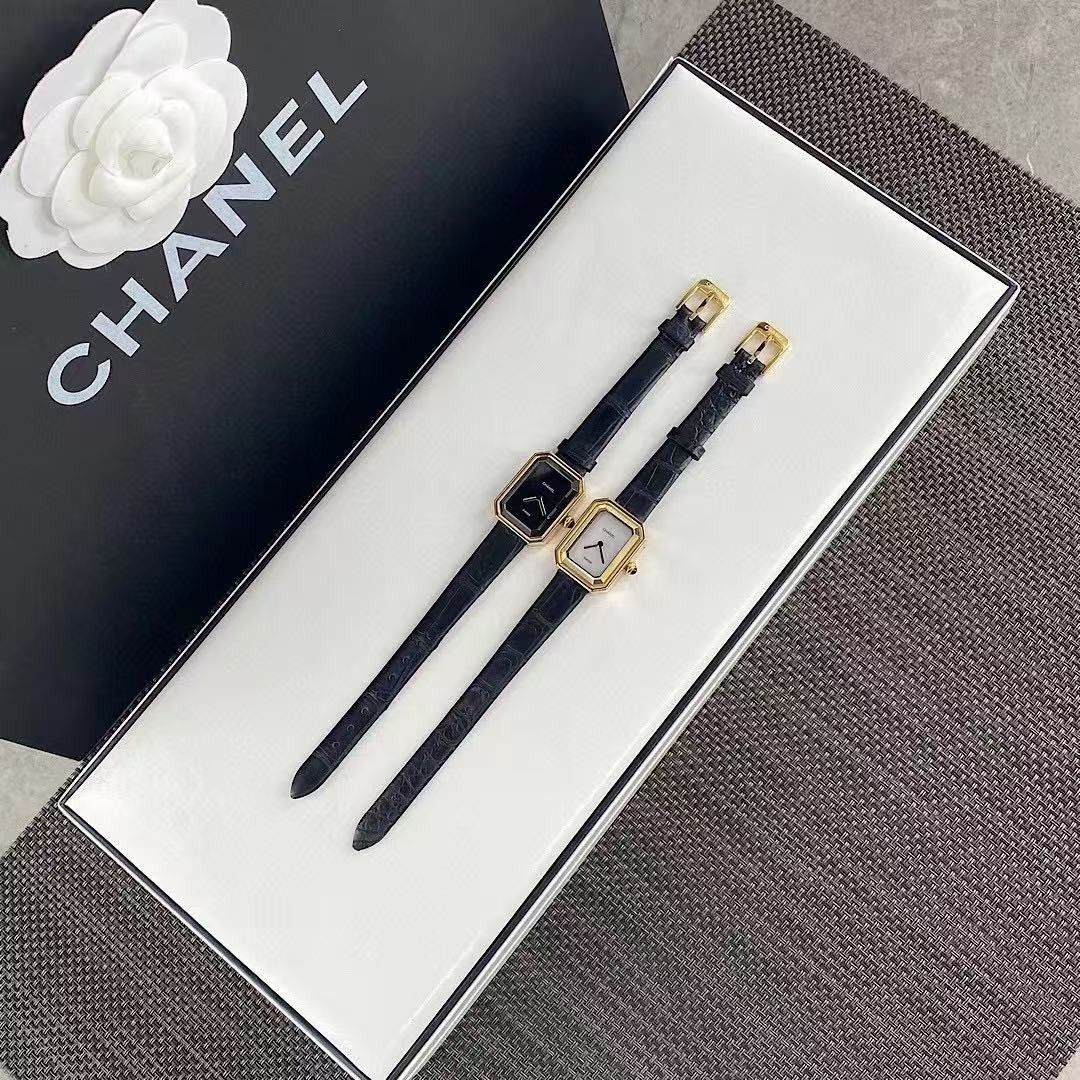 Chanel Premiere Watch Black and White Set (Category: Women's Watches) located in Quezon City. Submitted by vangjalaya37815 (Listing ID 1467691365, Image 2). Description: - Authentic Chanel Premiere watch set including two distinct timepieces - Features one black dial watch and one white mother-of-pearl dial watch - Iconic gold-tone octagonal cases inspired by the legendary N°5 perfume bottle stopper - Chic black leather straps intertwined with go
