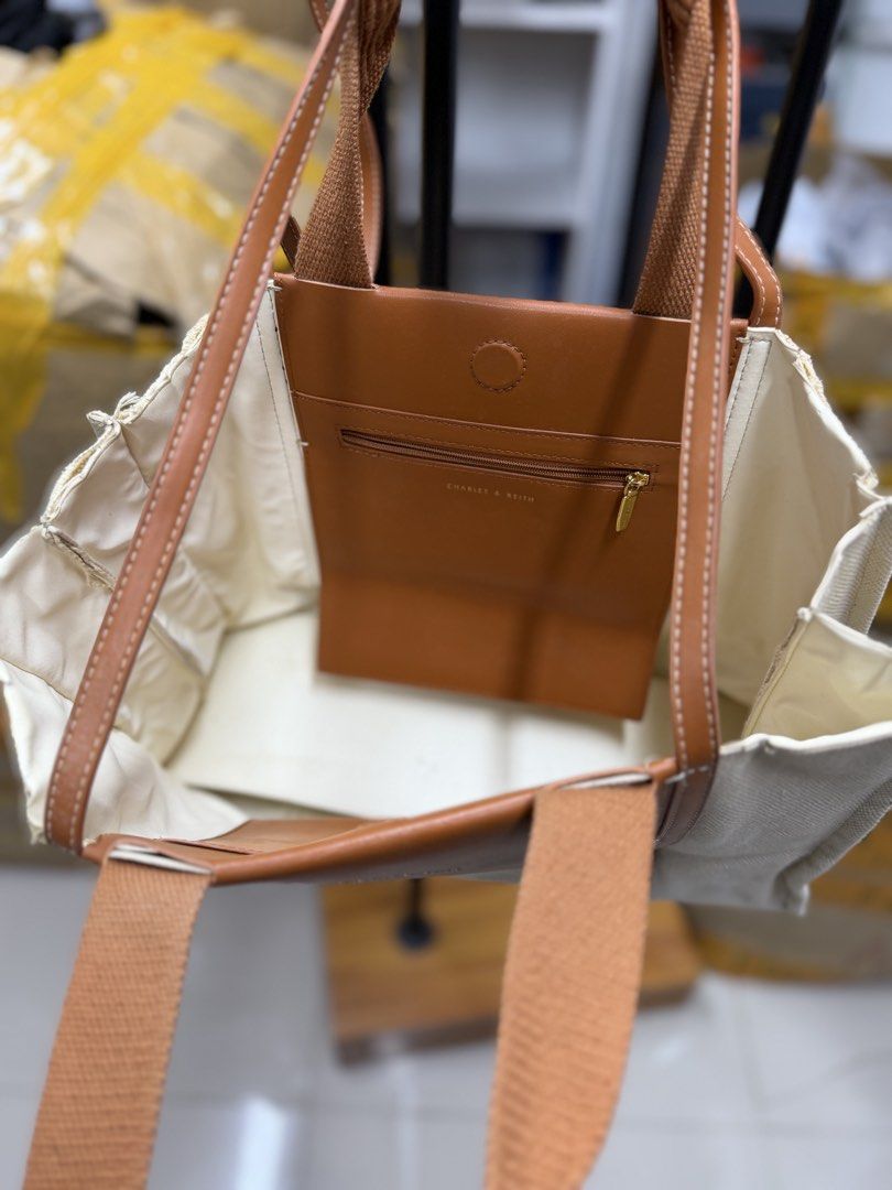 Charles & Keith Canvas and Leather Tote Bag (Category: Tote Bags) located in Makati City. Submitted by niklaurels (Listing ID 1467642575, Image 3). Description: Shalia Canvas Tote Bag Charles and Kieth .