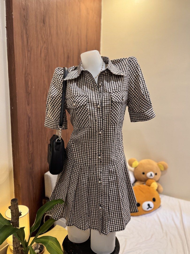 checkered mini dress with pearl buttons (Category: Dresses) located in Makati City. Submitted by lemon4444 (Listing ID 1467732584, Image 1). Description: best fit medium.