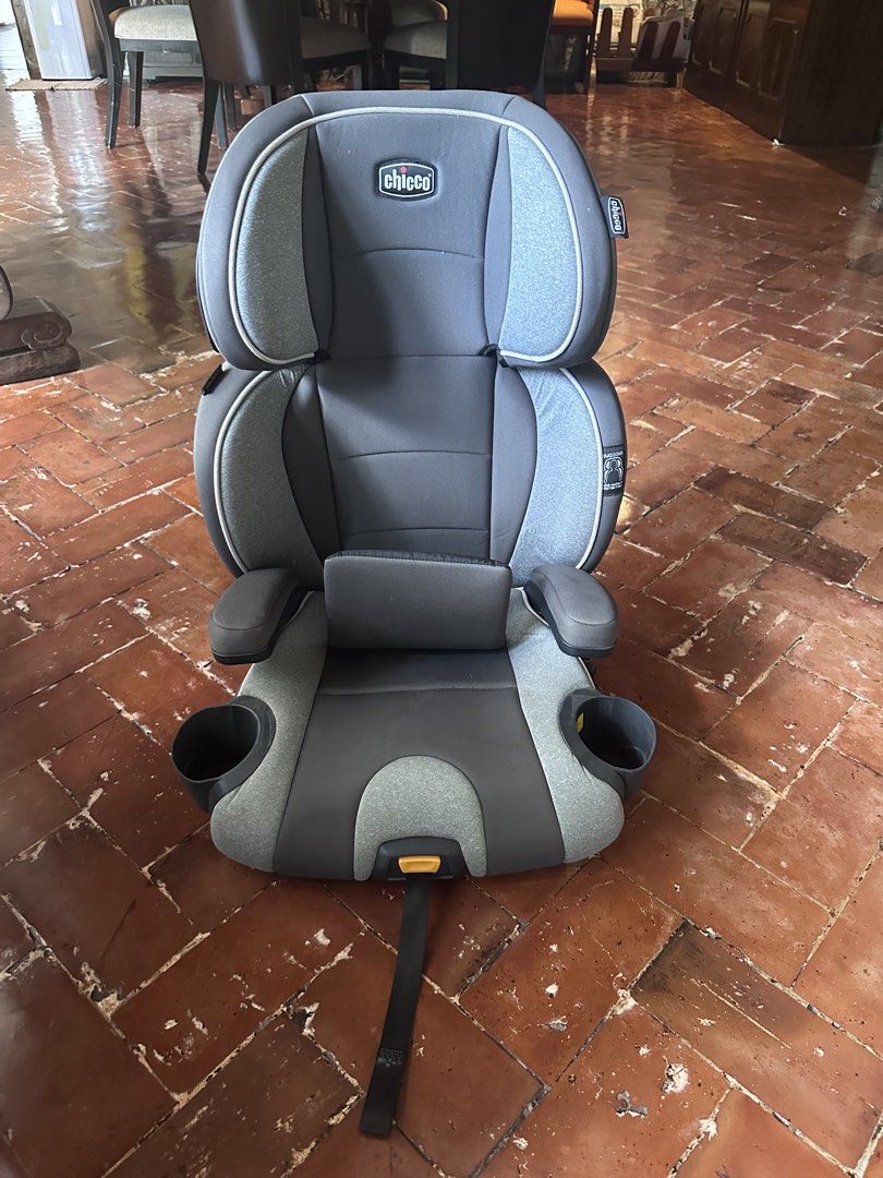 Chicco Booster Car Seat Grey (Category: Car Seats) located in Muntinlupa City. Submitted by ryunavarro (Listing ID 1467707536, Image 1). Description: - Brand: Chicco Booster Car Seat - Color: Stylish grey and light grey two-tone fabric - Safety: High back support with advanced side impact protection - Comfort: Padded headrest and armrests with a removable positioning accessory for smaller kids - Convenience: Two fold-out cup holders and front adj