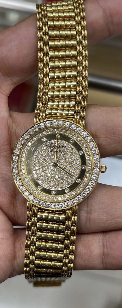 Chopard Watch (Category: Women's Watches) located in Cabuyao City. Submitted by whatellawore (Listing ID 1467679412, Image 1). Description: 86.9g total weight including movement, diamonds and glass. 79g - gold weight 18k with dia Crown replacement only.