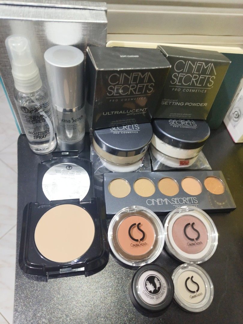 Cinema Secrets Pro Cosmetics Makeup Collection (Category: Makeup) located in Antipolo. Submitted by shopbyey (Listing ID 1467778510, Image 2). Description: - Authentic Cinema Secrets pro cosmetics bundle - Includes setting powders, moisture spray, and ultimate foundation primer - Comes with dual finish powder, 5-pan concealer/ corrector palette, blushes, and single eyeshadows - Items in original packaging and boxes - Ideal for everyday makeup rou