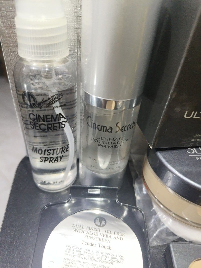 Cinema Secrets Pro Cosmetics Makeup Collection (Category: Makeup) located in Antipolo. Submitted by shopbyey (Listing ID 1467778510, Image 3). Description: - Authentic Cinema Secrets pro cosmetics bundle - Includes setting powders, moisture spray, and ultimate foundation primer - Comes with dual finish powder, 5-pan concealer/ corrector palette, blushes, and single eyeshadows - Items in original packaging and boxes - Ideal for everyday makeup rou